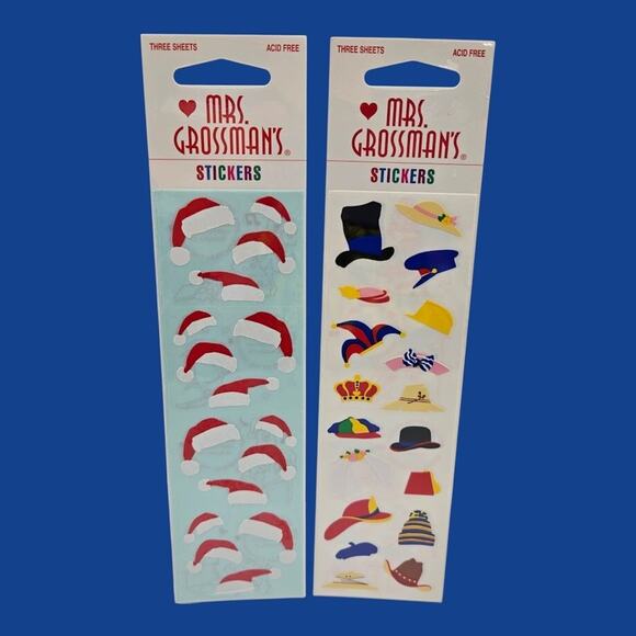 1999 Mrs. Grossman's Lot of 6 Sheets Sealed Sticker Strips Career & Santa Hats - Picture 5 of 5